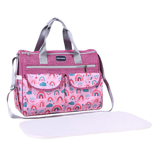 Sac à Langer Imprimé Nuages & Arc-en-ciel-Rose| Ultraléger