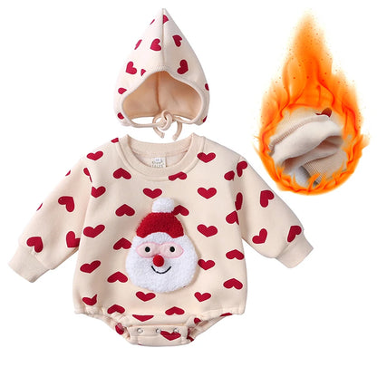 Grenouillère Noël Douillette Petit Papa Mignon™ avec Capuche | Festive