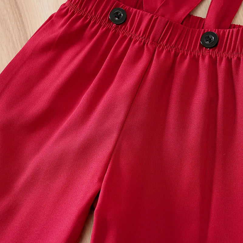 Ensemble Bébé Magie de Noël – Jumpsuit Graphique & Pantalon Rouge