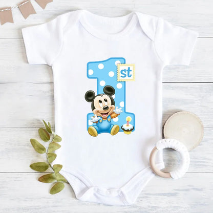 Body Bébé 1er Anniversaire Garçon Coton Mickey Mouse