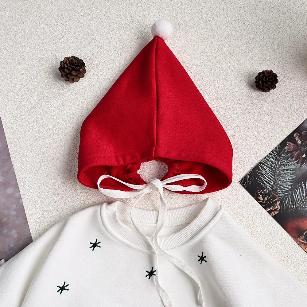 Body de Noël bébé avec bonnet rouge - doublure chaude et sapins brodés