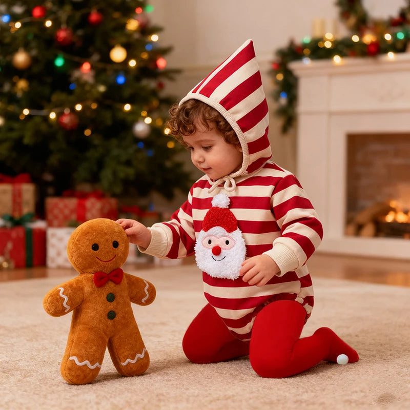 Grenouillère Noël Douillette Petit Papa Mignon™ avec Capuche | Festive