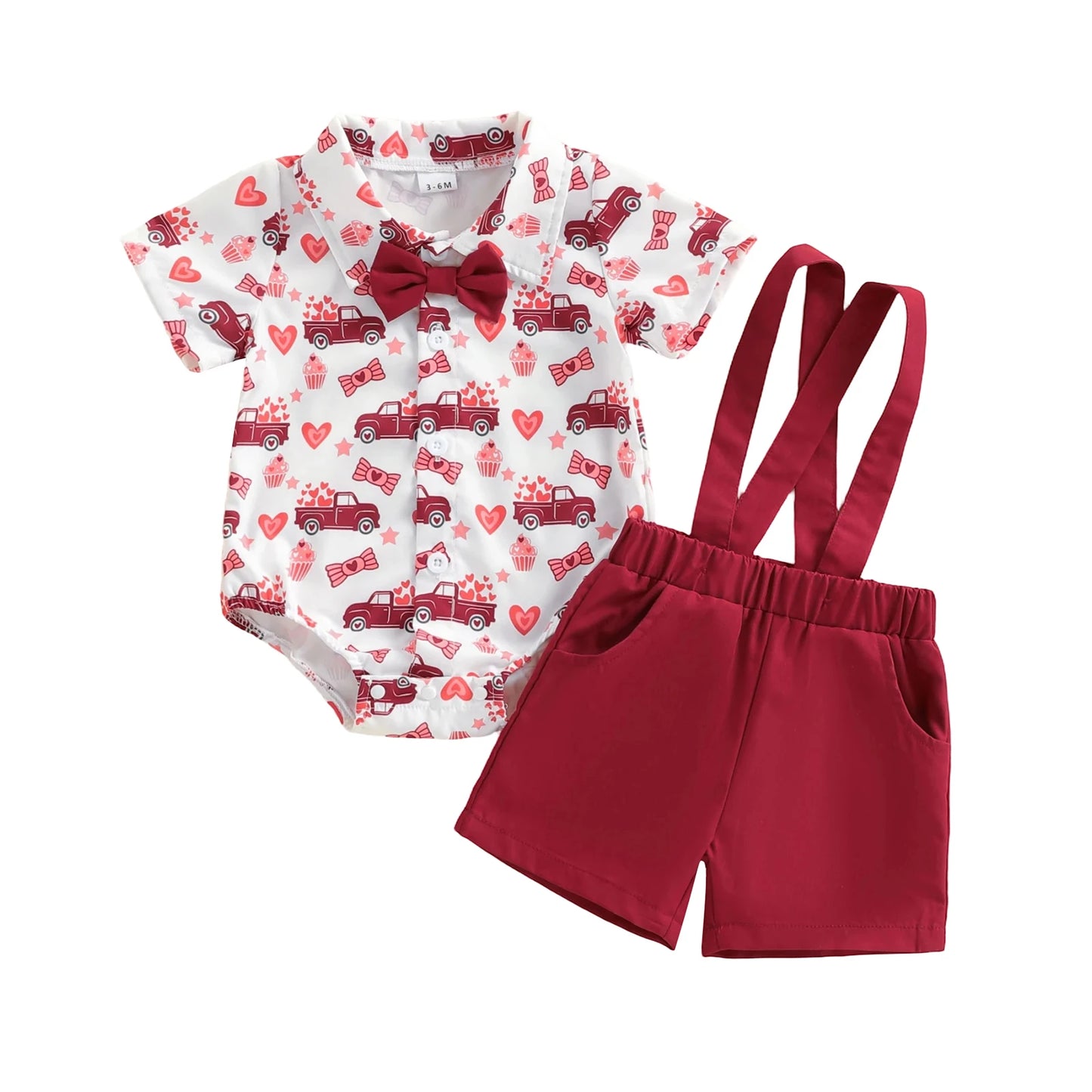 Ensemble bébé Saint-Valentin - Body imprimé camions & short | Adorable