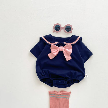 Body Bébé Fille Style Marin & Nœud - Idéal Séances Photo Maison ™