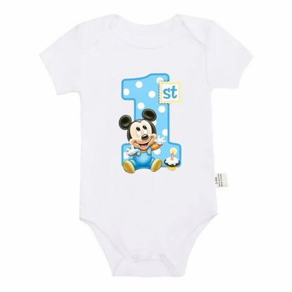 Body Bébé 1er Anniversaire Garçon Coton Mickey Mouse