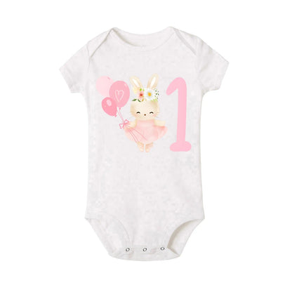 Body Bébé "Mon 1 An Magique" - Lapin Ballons & Photos Souvenirs™