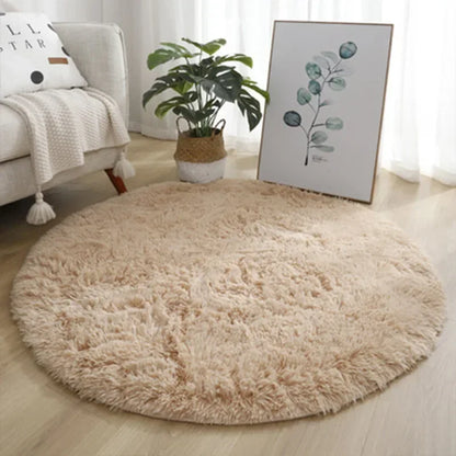 Tapis Peluche Rond Beige