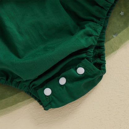 Robe de Noël Bébé Fille – Tutu Sapin à Étoiles & Pompons + Bandeau | Tenue Festive Nouveau-Né