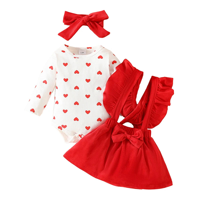 Ensemble bébé fille Saint-Valentin – Cœurs & douceur (3 pièces) | Adorable