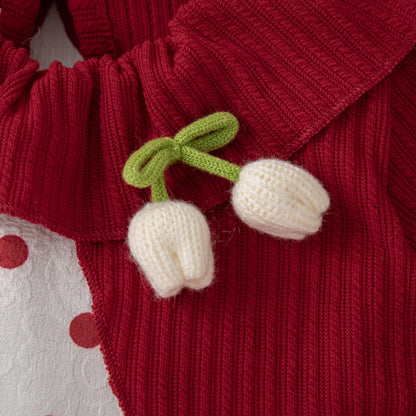 Robe Bébé Fille Noël "Cerise Enchantée" avec Cardigan Rouge Élégant | Festive
