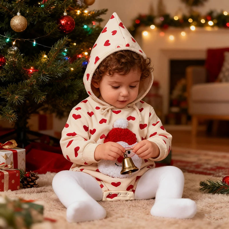 Grenouillère Noël Douillette Petit Papa Mignon™ avec Capuche | Festive