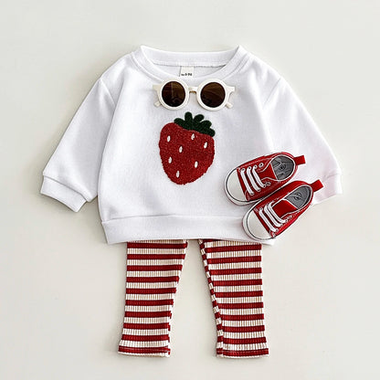 Ensemble Douceur Fruité – Sweat moelleux & pantalon rayé pour bébé