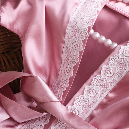 Ensemble Photo Nouveau-né Satin & Dentelle - 3 pièces (Rose) | Douceur