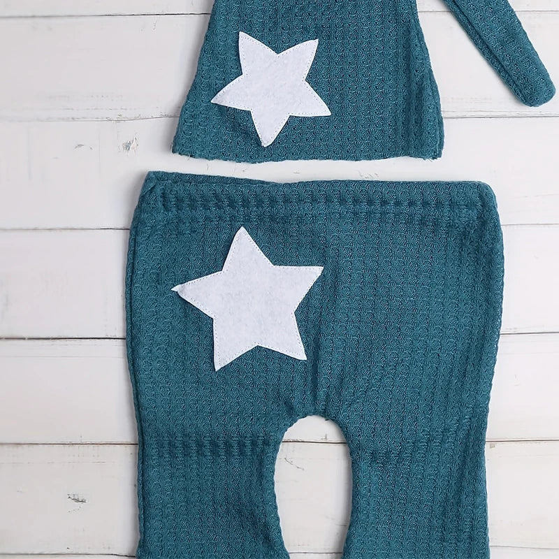 Ensemble photo nouveau-né étoile – Pantalon + bonnet à queue (2 pièces) | Féerique