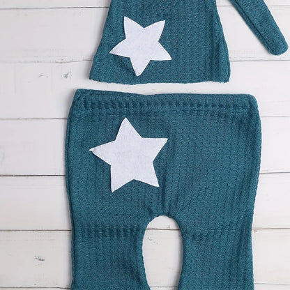 Ensemble photo nouveau-né étoile – Pantalon + bonnet à queue (2 pièces) | Féerique