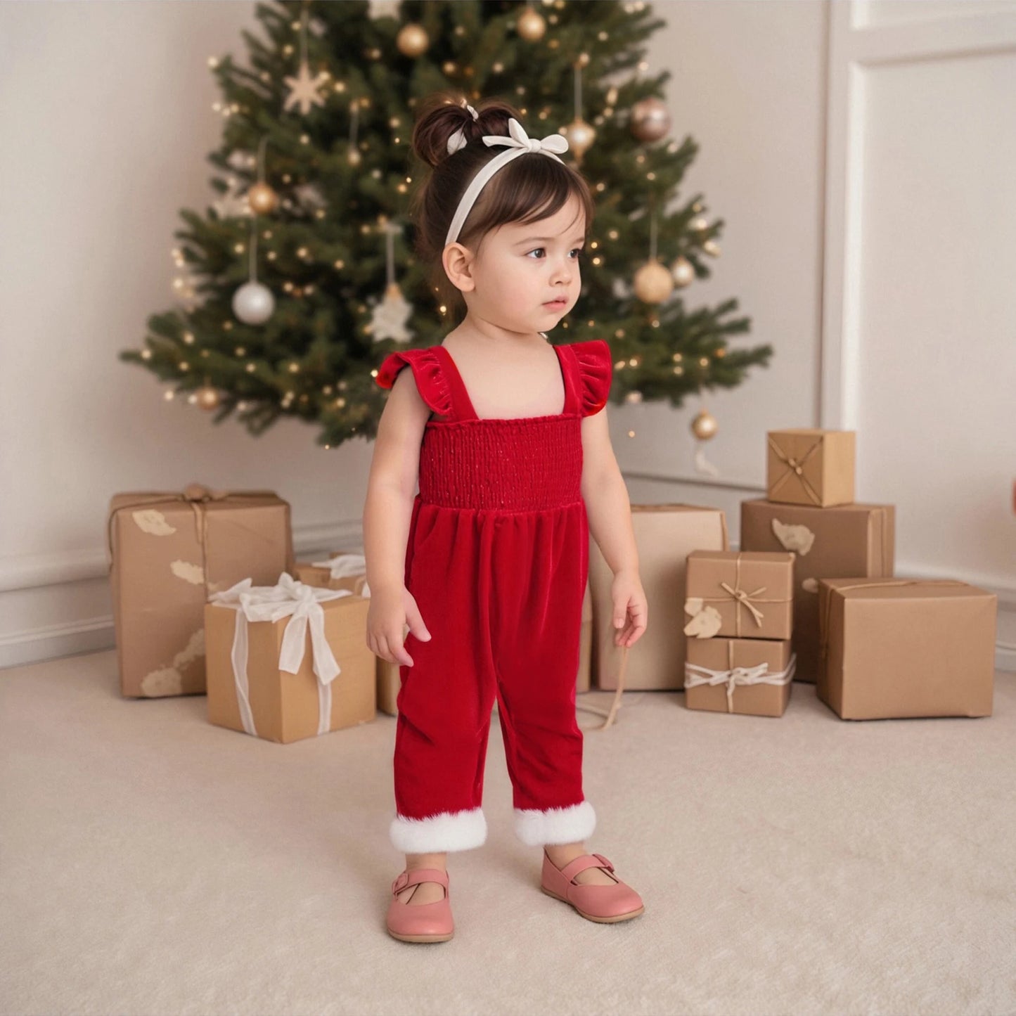 Salopette Noël Velours Rouge | Festive