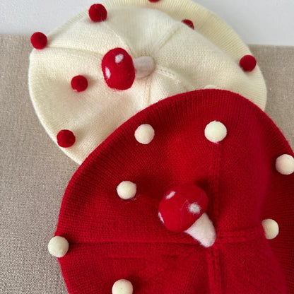 Béret Tricoté Champignon pour Bébé – Bonnet Hiver Mignon et Douillet