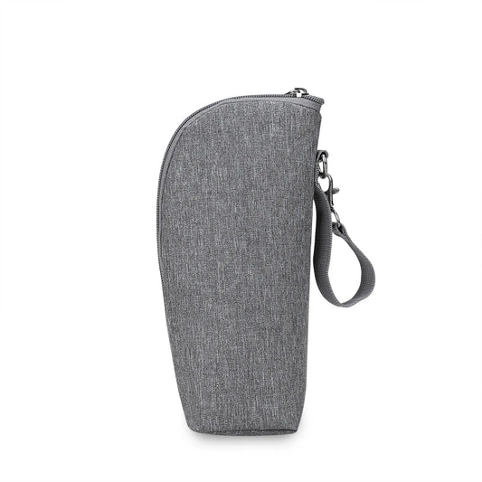 Pochette isotherme pour biberon bébé – Modèle gris avec attache poussette | ThermoBaby