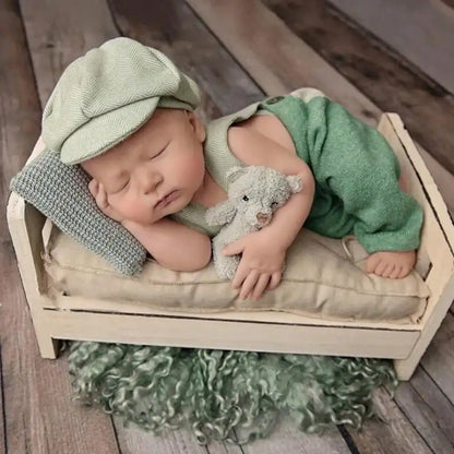 Ensemble Vert Bébé Romper & Béret Tricotés