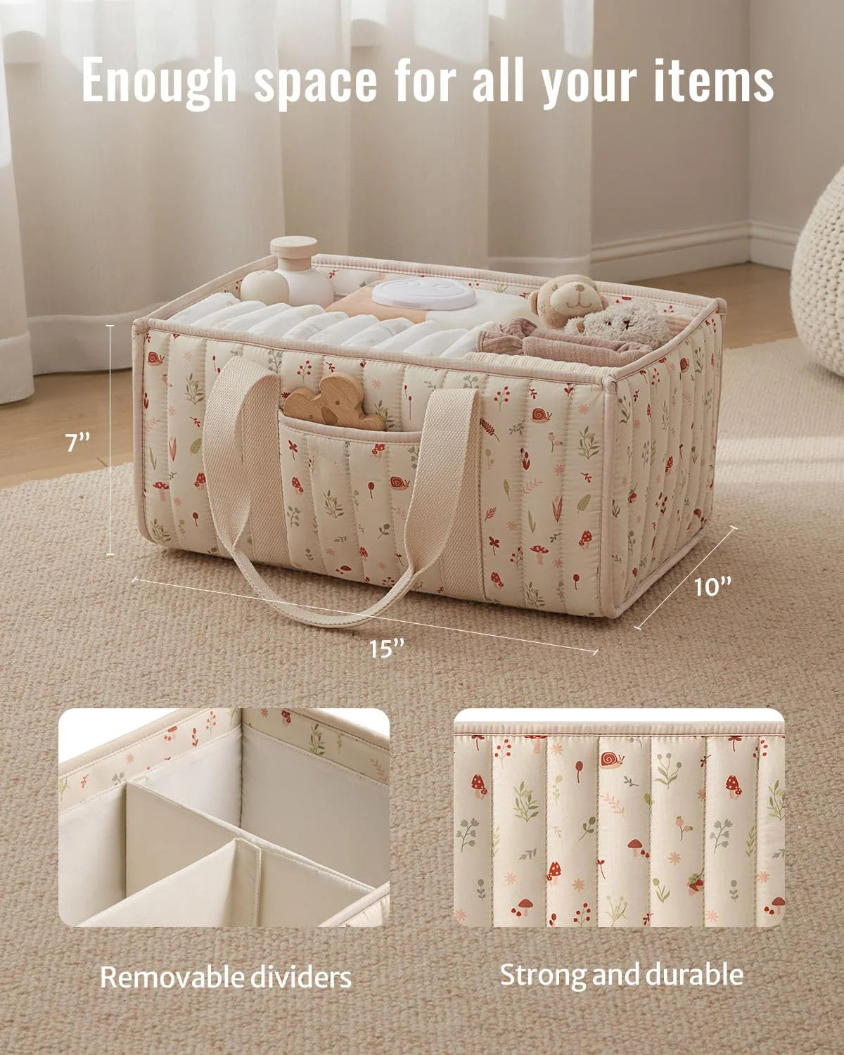 Panier Organisateur Couches Bébé Fleuri