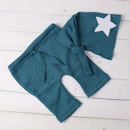 Ensemble photo nouveau-né étoile – Pantalon + bonnet à queue (2 pièces) | Féerique