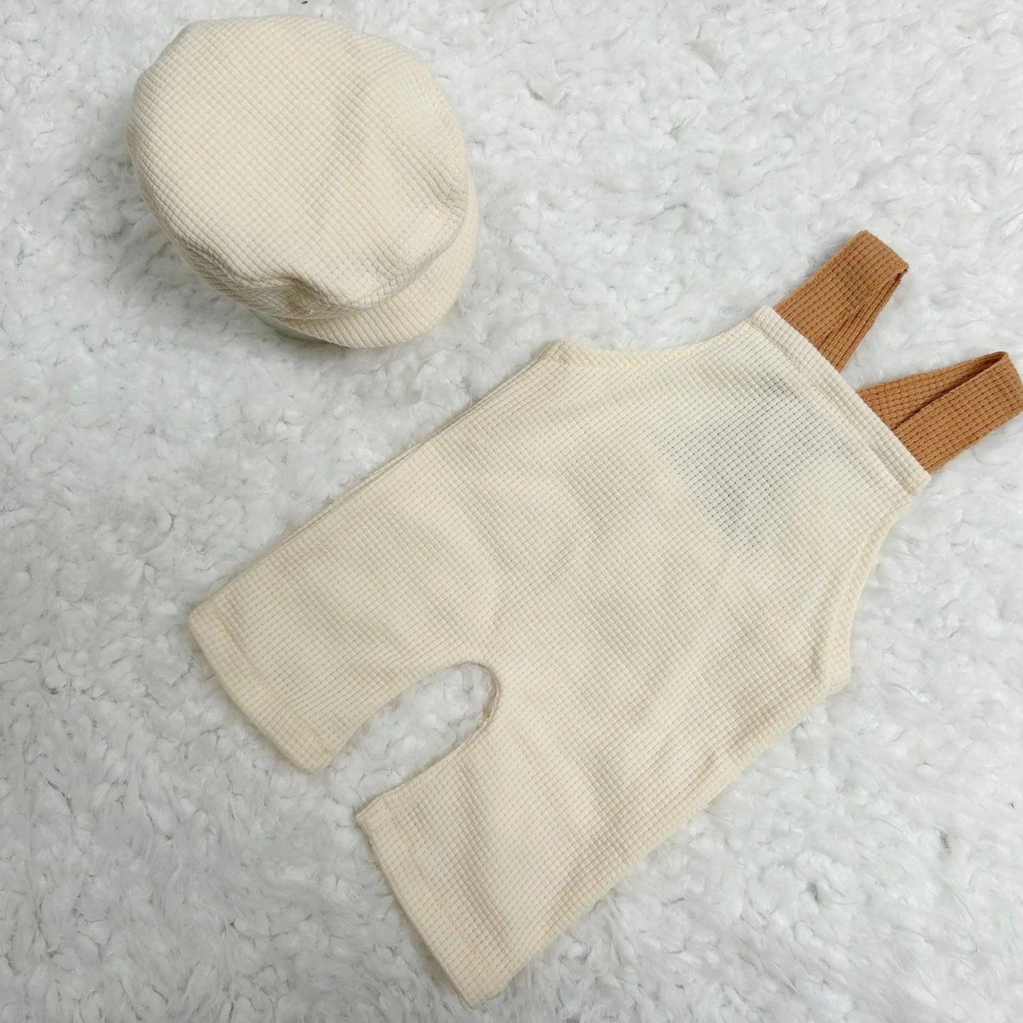 Barboteuse Rayée + Bonnet Tricot – Look Vintage Photo Nouveau-Né™