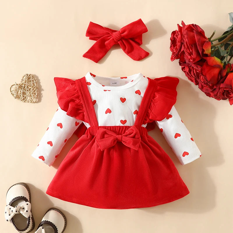 Ensemble bébé fille Saint-Valentin – Cœurs & douceur (3 pièces) | Adorable