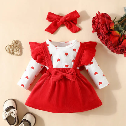 Ensemble bébé fille Saint-Valentin – Cœurs & douceur (3 pièces) | Adorable