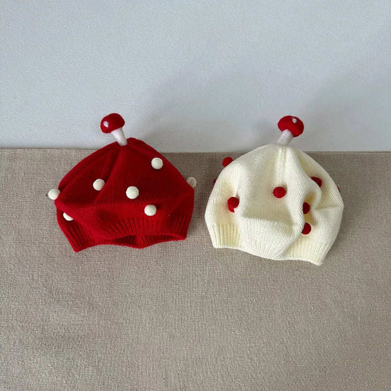 Béret Tricoté Champignon pour Bébé – Bonnet Hiver Mignon et Douillet