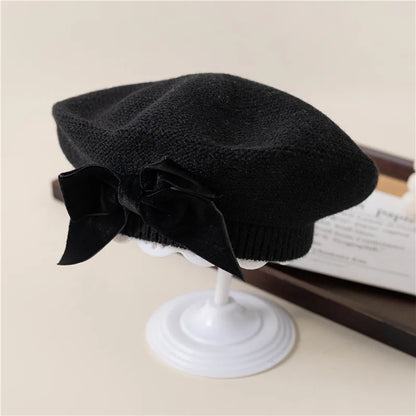 Bonnet Tricoté Fille avec Grand Nœud - Chaleur & Élégance Hivernale | Cozy
