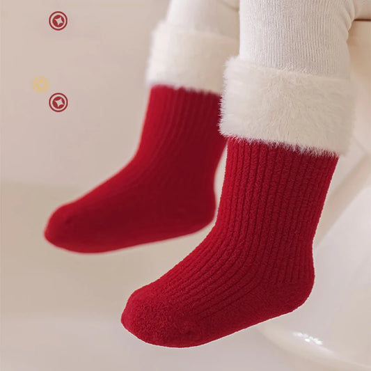 Chaussettes Hiver Bébé « Petits Pas de Noël » – Ultra Douces & Chaudes