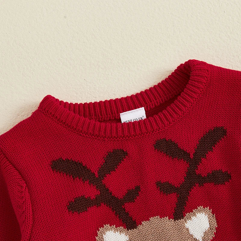 Pull Tricoté de Noël Enfant – Renne Mignon & Chaleur Hivernale