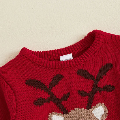 Pull Tricoté de Noël Enfant – Renne Mignon & Chaleur Hivernale