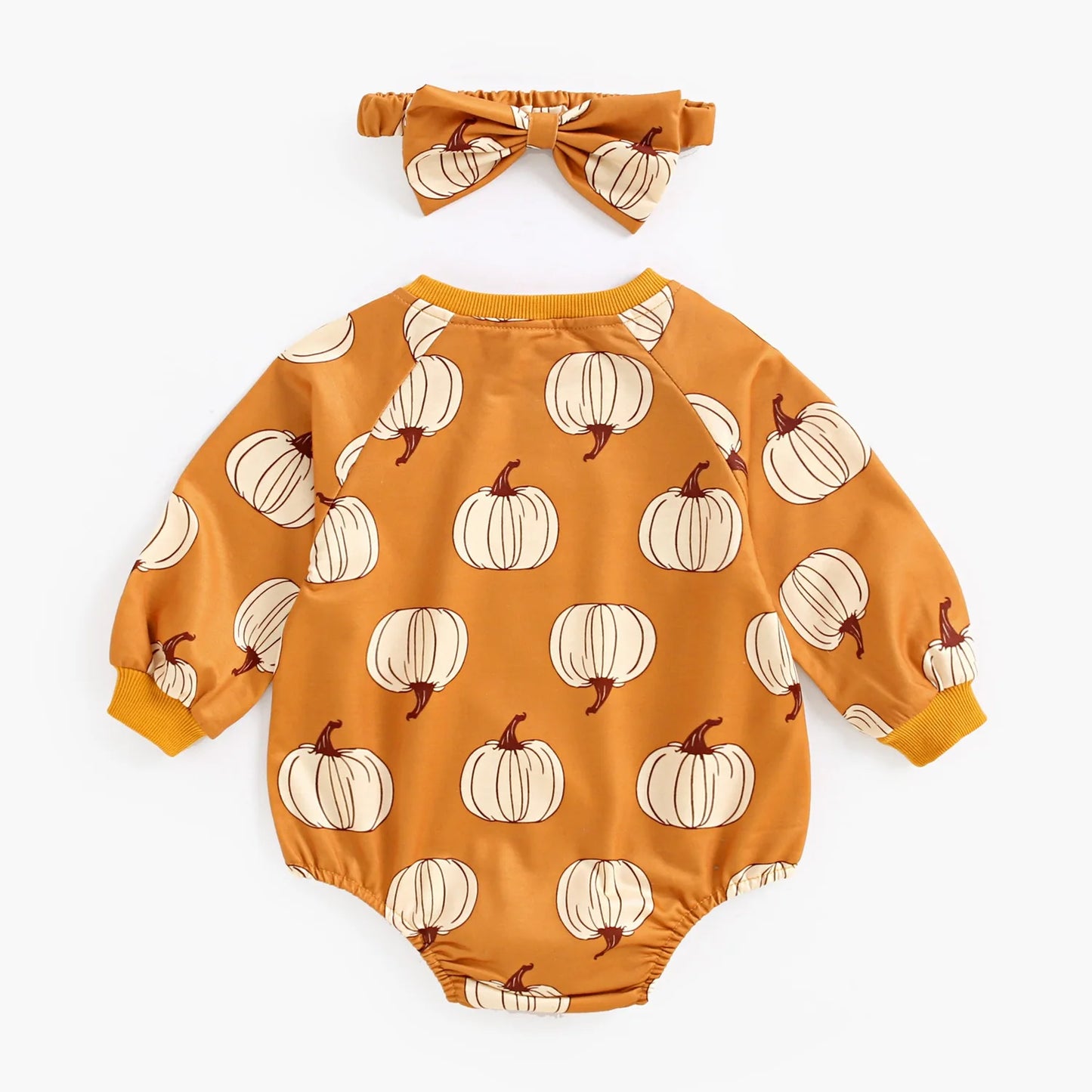 Body Bébé Citrouille d'Automne avec Bandeau