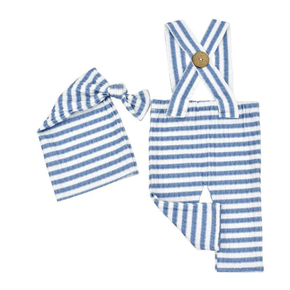 Ensemble photo nouveau-né rayé bleu & blanc | SouvenirDoux
