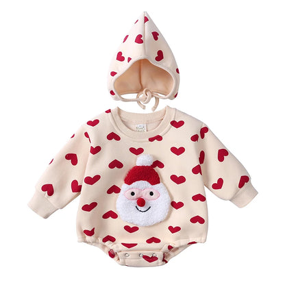 Grenouillère Noël Douillette Petit Papa Mignon™ avec Capuche | Festive