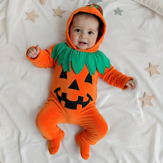 Barboteuse Citrouille Halloween avec Chapeau