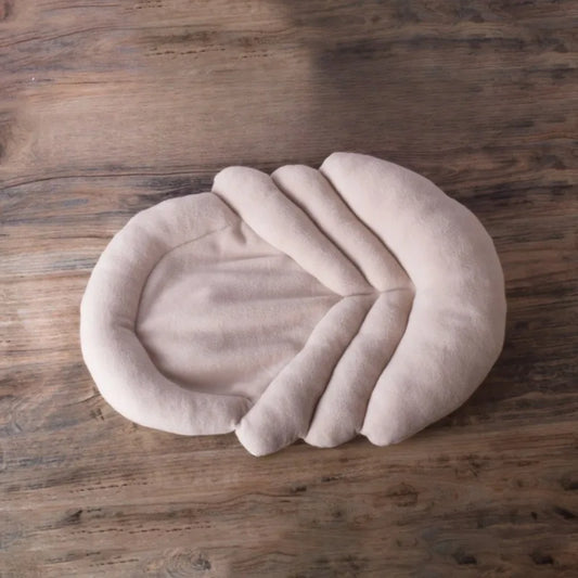 Tapis Photo Nouveau-Né Feuille Beige avec Coussin – Accessoire Doux pour Séance Photo Bébé | Cocooning