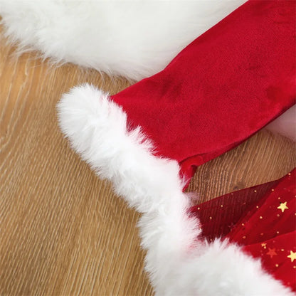 Robe de Noël Bébé Fille – Ensemble Velours Rouge &amp; Nœud Chic