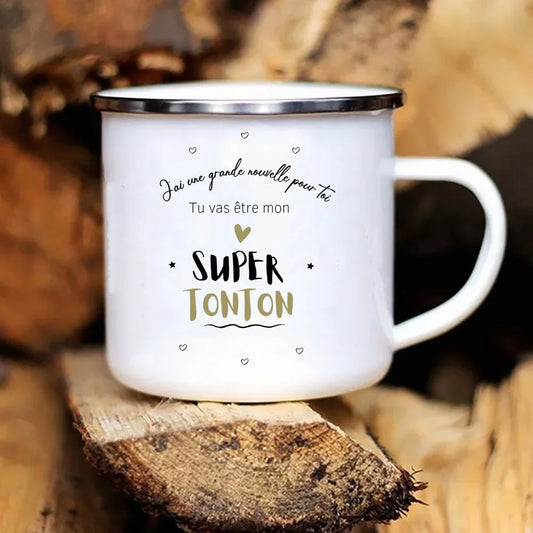 Mug Émail Annonce Grossesse – Super Tonton | Émotionnel