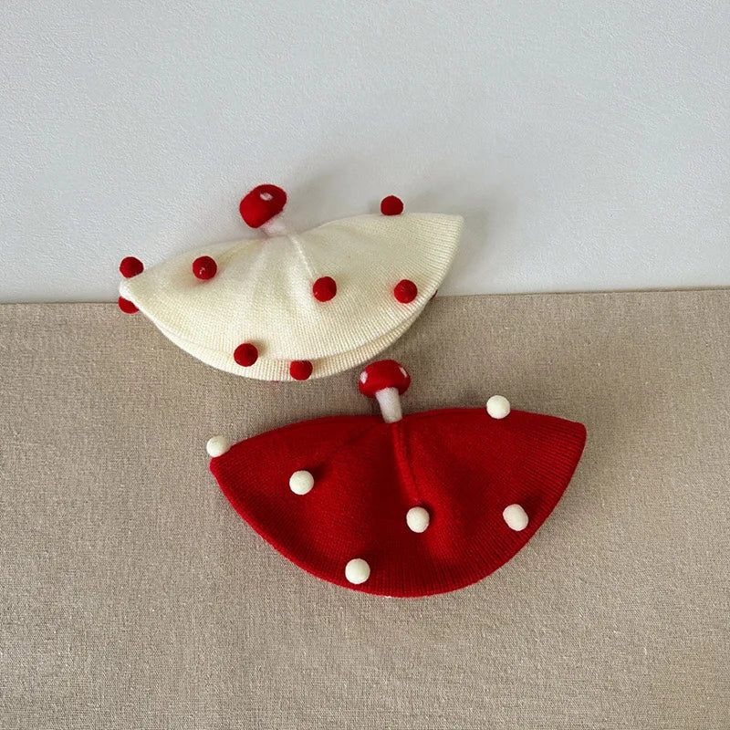 Béret Tricoté Champignon pour Bébé – Bonnet Hiver Mignon et Douillet