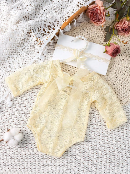 Ensemble Dentelle Jaune Soleil – Tenue Vintage Photo™