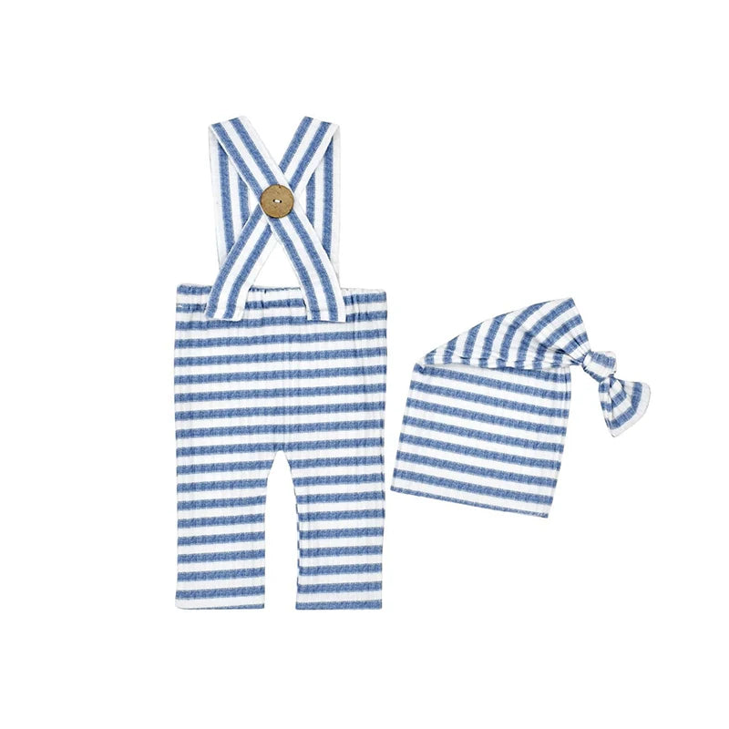 Ensemble photo nouveau-né rayé bleu & blanc | SouvenirDoux