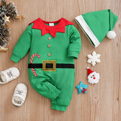 Combinaison de Noël Lutin Douillet – Tenue Bébé Unisexe 0-18 Mois