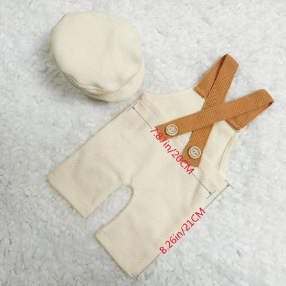 Barboteuse Rayée + Bonnet Tricot – Look Vintage Photo Nouveau-Né™