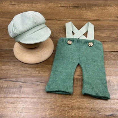 Ensemble Vert Bébé Romper & Béret Tricotés