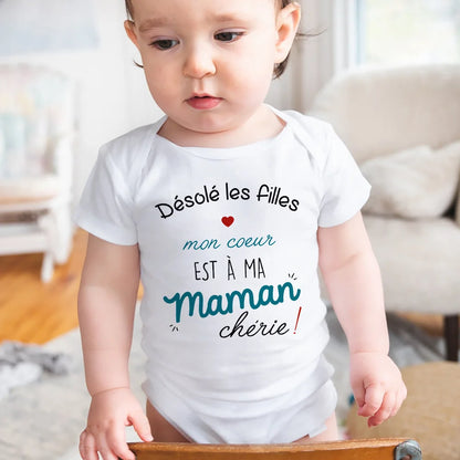 Body Bébé Photo Drôle Mon Cœur est à Maman™