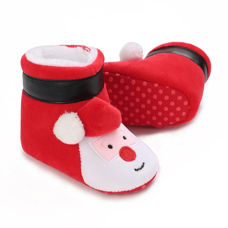 Bottillons Bébé Noël – Chaussons Douillets Antidérapants Père Noël