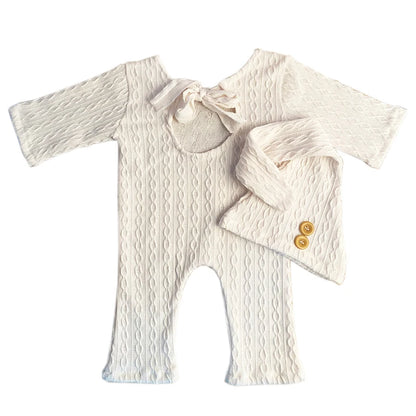 Ensemble Barboteuse + Bonnet – Tenue Complète Shooting Nouveau-Né™