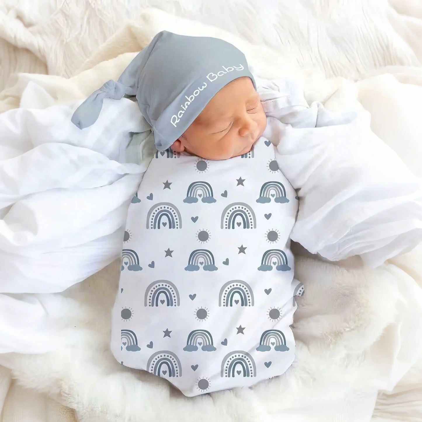 Ensemble emmaillotage + bonnet nouveau-né (2 pièces) | Cocooning